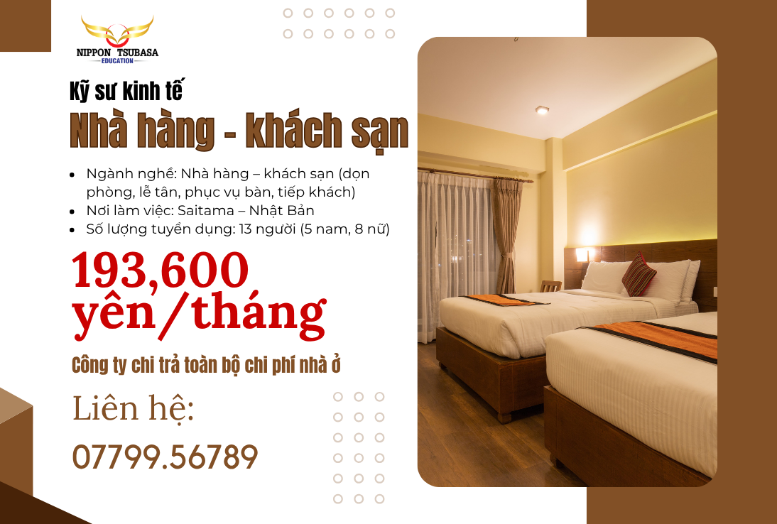 Tuyển dụng Kỹ Sư Khách Sạn làm việc tại Nhật Bản